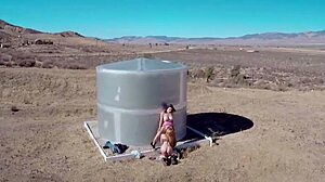 big titted lesbians feel amazing scissoring outdoors under the blue sky