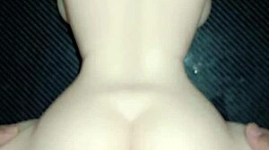 Mandy gets anal creampie while fucking sex doll in the ass