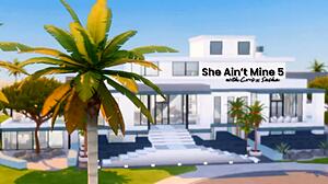 In She Ain't Mine 5, the 3D hentai anime depicts naughty sexual acts with cartoon characters in explicit scenes