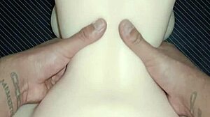 Mandy gets anal creampie while fucking sex doll in the ass