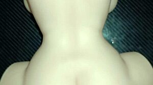 Mandy gets anal creampie while fucking sex doll in the ass