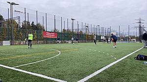 Young football player gets pounded by massive swiss guy and his friends