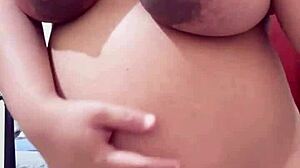 pregnant arab stepmom teases webcam strip