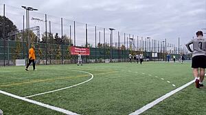 Young football player gets pounded by massive swiss guy and his friends