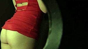 Redhead Monica kneels in the confessional, sucking a massive cock.