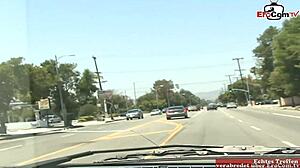 pick up a busty blonde slut with a tattoo for a fuck and a facial