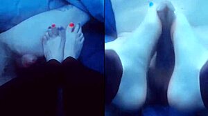 Barefoot goddess - step mother strokes with her soft hands and tiny 18+ feet - multi screen