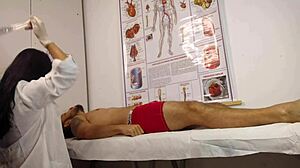 nurse handles her first erect patient in the hospital room