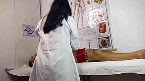 nurse handles her first erect patient in the hospital room