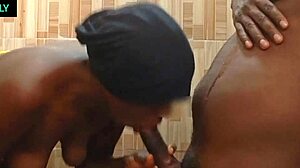 Oh wow, busty ebony girl gets a hard fuck in the public shower!