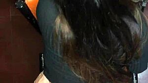 In the dorm, I let my roommate cum in my panties from behind.