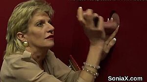 Unfaithful English Mature Sonia Flashes Huge Tits!