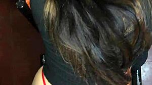 In the dorm, I let my roommate cum in my panties from behind.