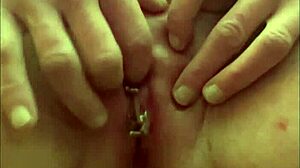 Squirting pee after orgasm from rubbing pierced clit.