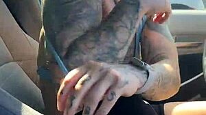 girl fixes sports bra in gym parking