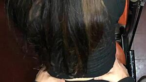 In the dorm, I let my roommate cum in my panties from behind.