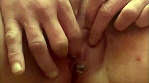 Squirting pee after orgasm from rubbing pierced clit.