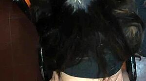 In the dorm, I let my roommate cum in my panties from behind.