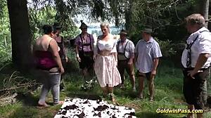 wild german outdoor orgy with bbw girls