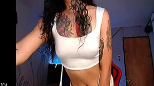 Latina camgirl performs live on camera