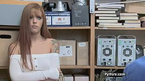 Guard Catches And Fucks The Super Sexy Teen Redhead Thief Hard!