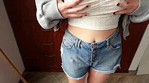 i fuck my busty teen stepsister in jean shorts secretly