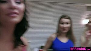 Hot Teen 18+ Bffs Strip Pong Ends With Wild Bisexual Orgy