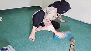 Look at that big ass maid cleaning in transparent pajamas.