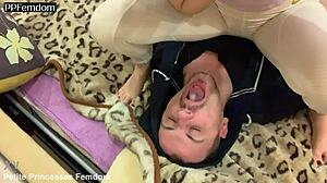 Kira in Sporty Leggings Gags Feet, Licks Armpits, Facesits!