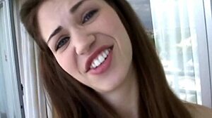 lovely cute girl gives bikini blowjob