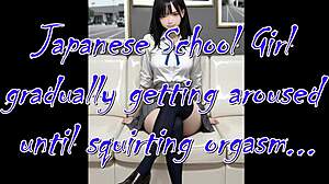 Japanese schoolgirl builds arousal to intense squirting orgasm