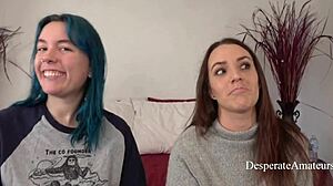 Olivia And Alisha Stretch Tight Pussies Desperately