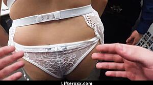 oh no, bella luna strip searched and double fucked by two lp guards!