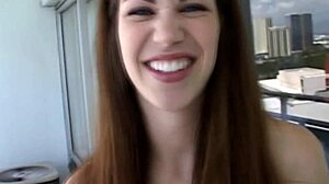 lovely cute girl gives bikini blowjob