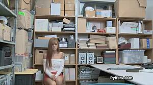 Guard Catches And Fucks The Super Sexy Teen Redhead Thief Hard!