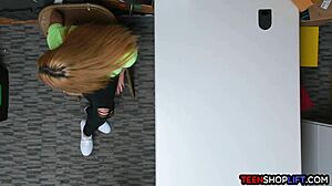 teen shoplifter wants caught by security guard in shop