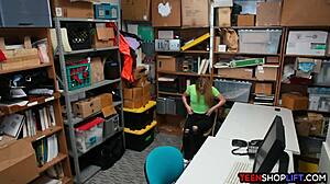 teen shoplifter wants caught by security guard in shop