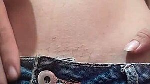 Petite teen exposes hairy pussy in street shorts