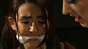 busty lezdom anal fucks gagged slave