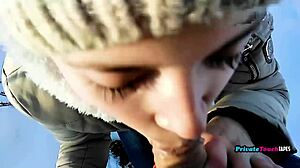 Outdoor blowjob with Russian stepsister rocks