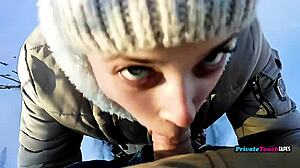 Outdoor blowjob with Russian stepsister rocks