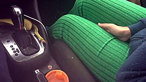 busty french stepmom touching stepsons cock in car!