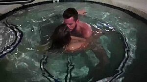 Big cock fucking in hot tub with blowjob and muff diving leading to orgasm