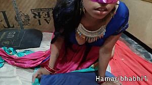 Hot horny wife enjoys romantic sex in saree blouse with her mature Indian partner