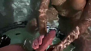 Big cock fucking in hot tub with blowjob and muff diving leading to orgasm