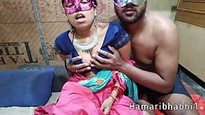 Hot horny wife enjoys romantic sex in saree blouse with her mature Indian partner