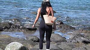 Beach adventure perfect tits & big ass exposed in public and gets fucked after topless... oops, i mean after topless!