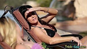 Hey, Bikini Babes Get a Steamy Lesbian Massage Outdoors