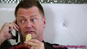 Come get a massage from the wam masseuse with big boobs.