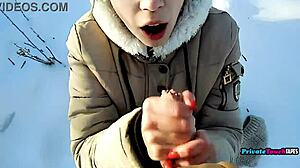 Outdoor blowjob with Russian stepsister rocks